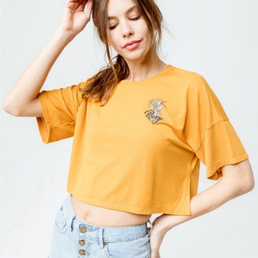 Roxy Orange Pineapple Crop Top (S)